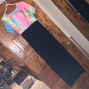 Heimish Floor Length Black with Tie Dye Dress